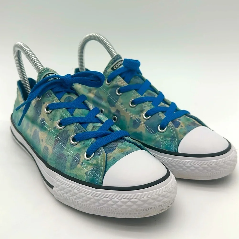 Converse 656081 F All Star Low Top Blue Green Multicolor Sneakers Junior Size 4